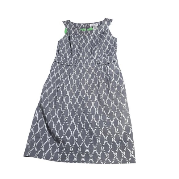 Robbie Bee Women SZ 6  Sleeveless Geometric Print Gray/White Lined Sheath Dress - Picture 3 of 11